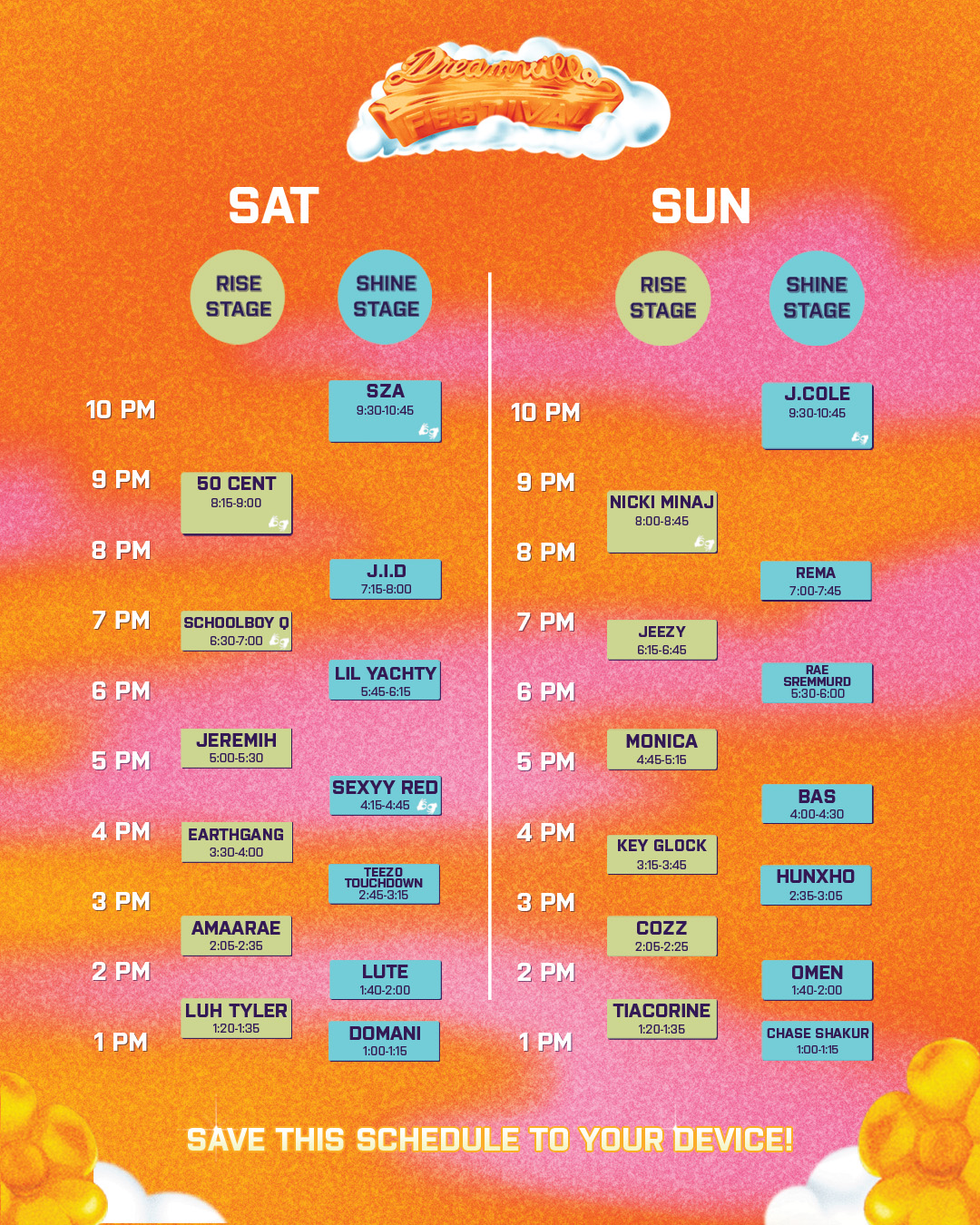Is there a schedule of performances? Dreamville Fest